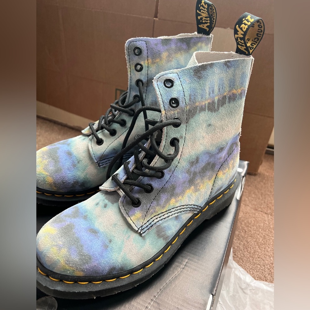 Dr. Martens Blue Tie Dye Combat Boots